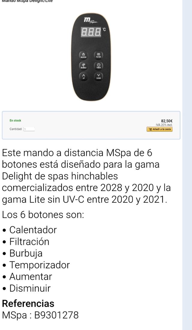 Panel control Jacuzzi hinchable