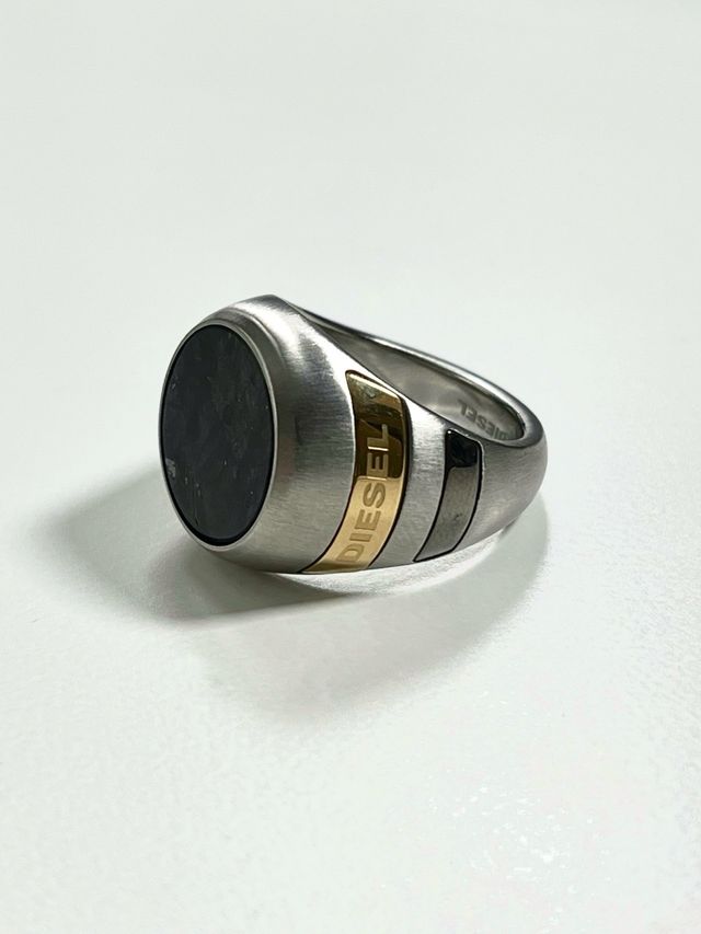 Anillo DIESEL 2019 Acero Talla 9 Negro y Plateado