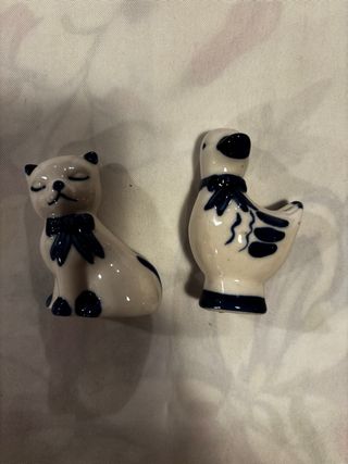 Oca e gattino statuine ceramica