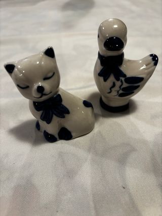 Oca e gattino statuine ceramica