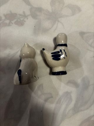 Oca e gattino statuine ceramica