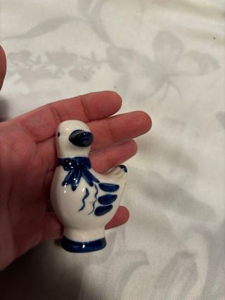 Oca e gattino statuine ceramica