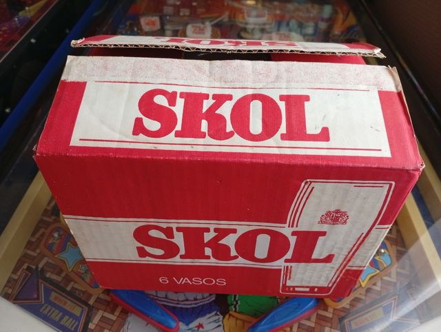 Caja de 6 vasos Cerveza SKOL, 80s, Vinta