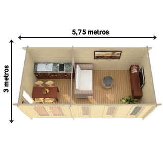 Casa prefabricada 575x300 cm, diáfana, moderna