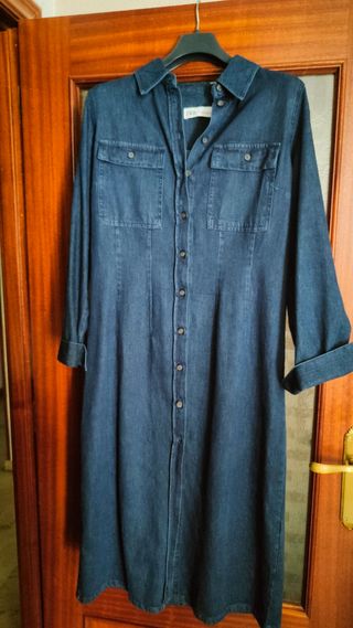 Vestido camisa vaquero midi zara 