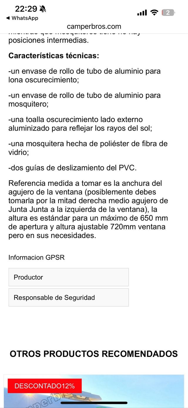 Mosquitera para caravana