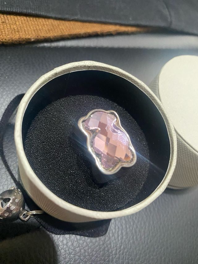 ANILLO DE TOUS EN ACERO Y AMATISTA