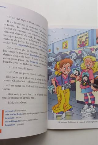 Libros en inglés y francés.
