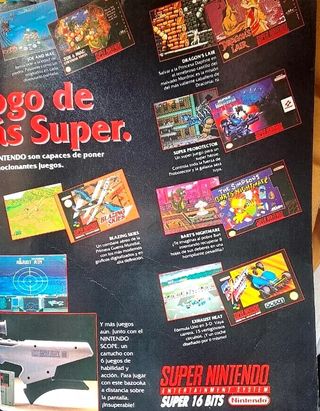 TRIPLE POSTER PUBLICIDAD SUPER NINTENDO AÑO 1992
