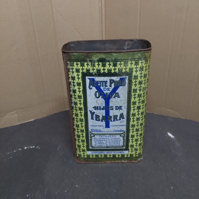 Lata vintage 10 litros aceite Ybarra decoración