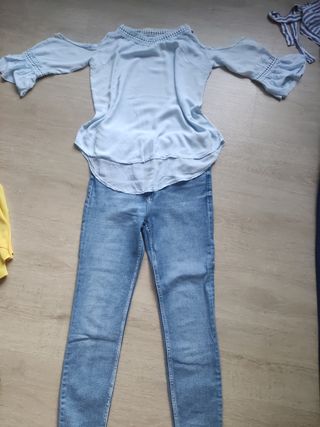 Conjunto vaquero y blusa
