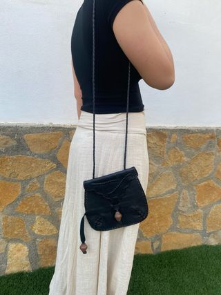 Bolso bandolera negro piel 