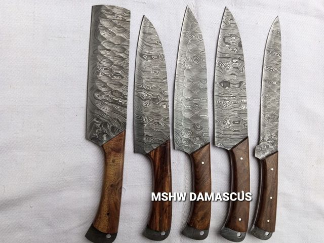 Set coltelli cucina in acciaio damasco