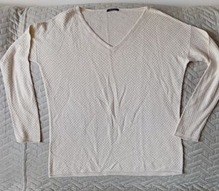 Jersey fino mujer escote pico, brillante