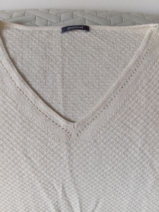 Jersey fino mujer escote pico, brillante