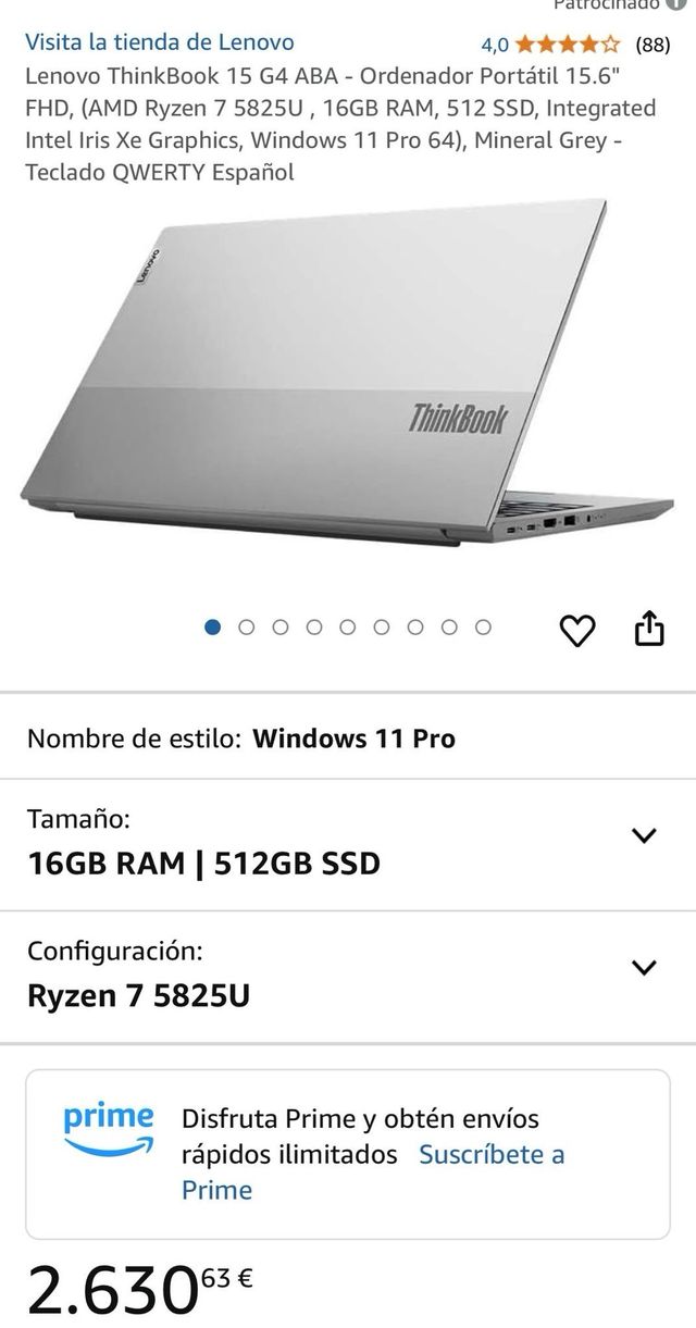 Portatil ThinkBook 15 G4 ABA Ryzen 7 512GB FHD