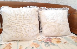 2 Cojines Vintage Crochet Artesanales