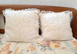 2 Cojines Vintage Crochet Artesanales