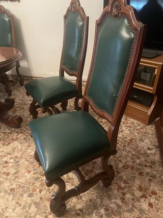 Conjunto mesa y sillas nogal macizo
