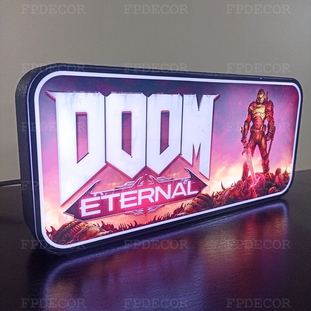 DOOM Themed com LED RGB! Caixa de luz! Decor