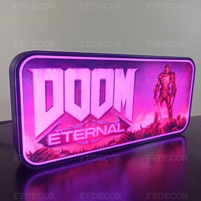 DOOM Themed com LED RGB! Caixa de luz! Decor