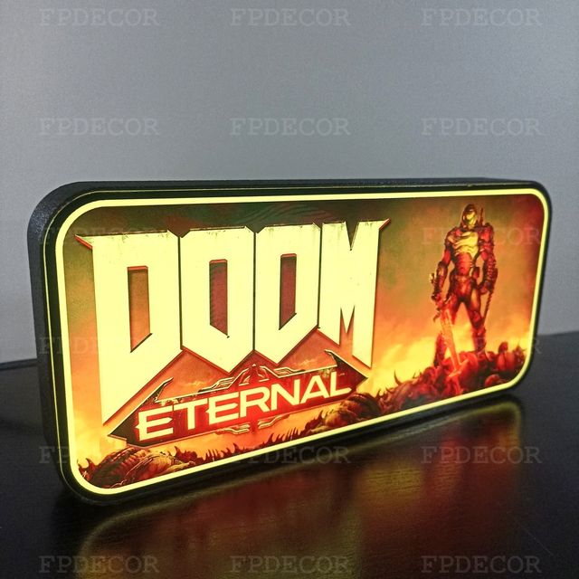 DOOM Themed com LED RGB! Caixa de luz! Decor