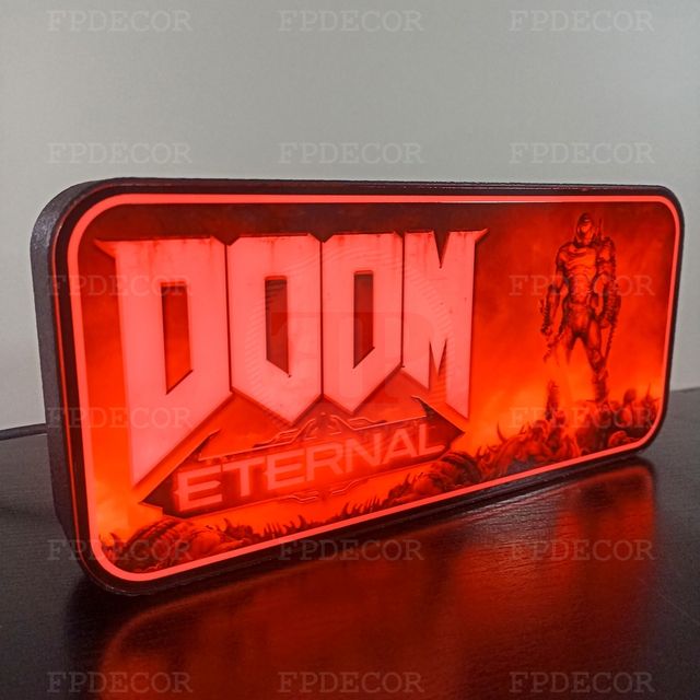 DOOM Themed com LED RGB! Caixa de luz! Decor
