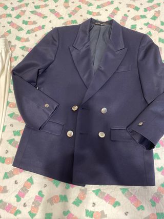 Traje niño americana azul y pantalón blanco T 8