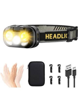 Linterna frontal con estuche y luz de lectura