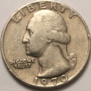 GOIN QUARTER$ WASHINGLON AÑO 1970 PLATA 5,3g,24,2m