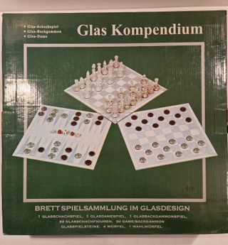 Set in vetro gioco scacchi dama backgammon nuovo