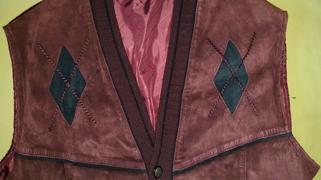 Chaleco retro vintage 80 ante cuero