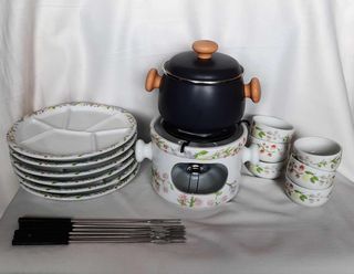 Kit Fondue + 6 Servicios (platos/cuencos/pinchos)