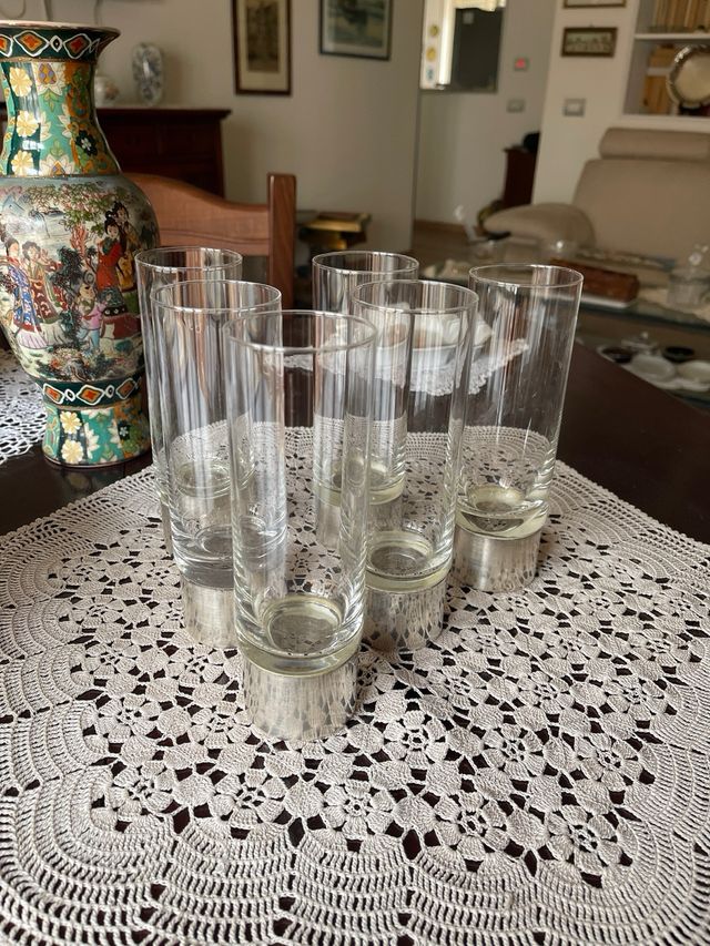 Set 6 bicchieri cristallo base argento Sheffield