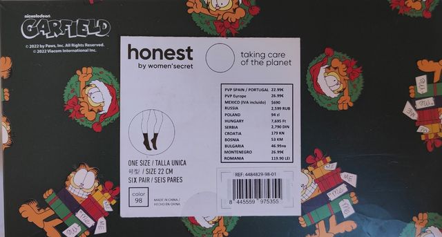 Cajita de 6 calcetines Garfield