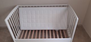 Cuna madera blanca convertible + colchón Ecus Kids