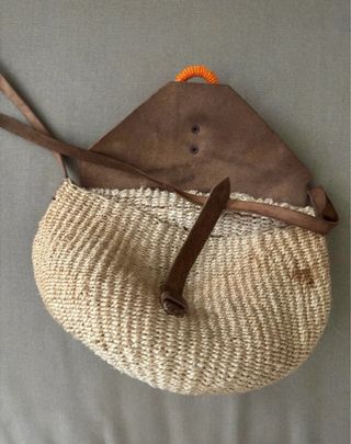 Borsa Vintage borsetta cuoio paglia