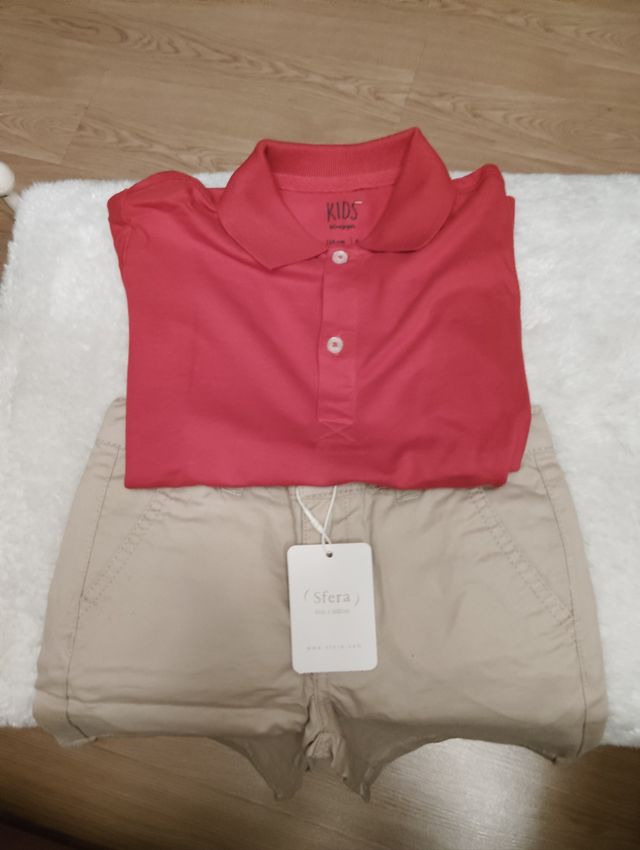 Conjunto pantalón corto a estrenar y Polo T5/6 18€