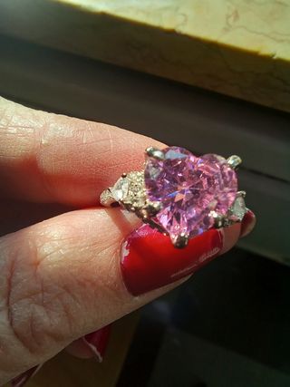 Anello con zircone 7 carati placcato 18 k