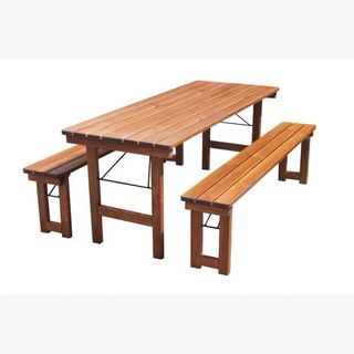 Mesa y Bancos madera 