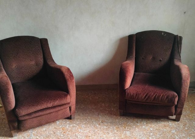 Poltrone in velluto marrone N.2 