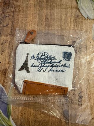 Portamonete color crema e marrone Vive la France