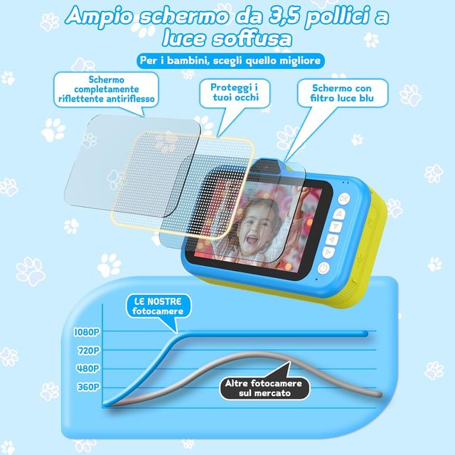 Fotocamera per bambini blu, NUOVA.