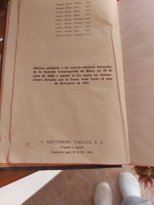 Libro Misal Romano ritual latino español 1962