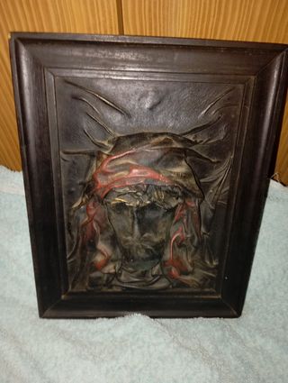 Cuadro de Cristo hecho en piel