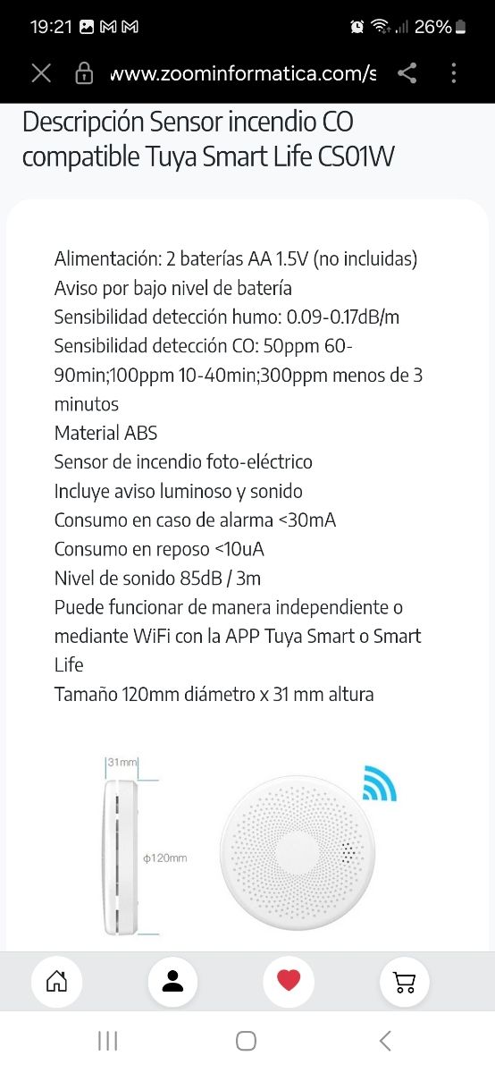 Detector de humo WiFi