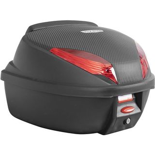 Baul moto 35 lt Carbono respaldo parilla y anclaje