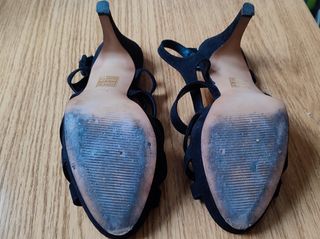 Sandalias negras en piel vuelta, 38