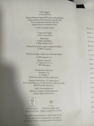 Libro Juego de Tronos I