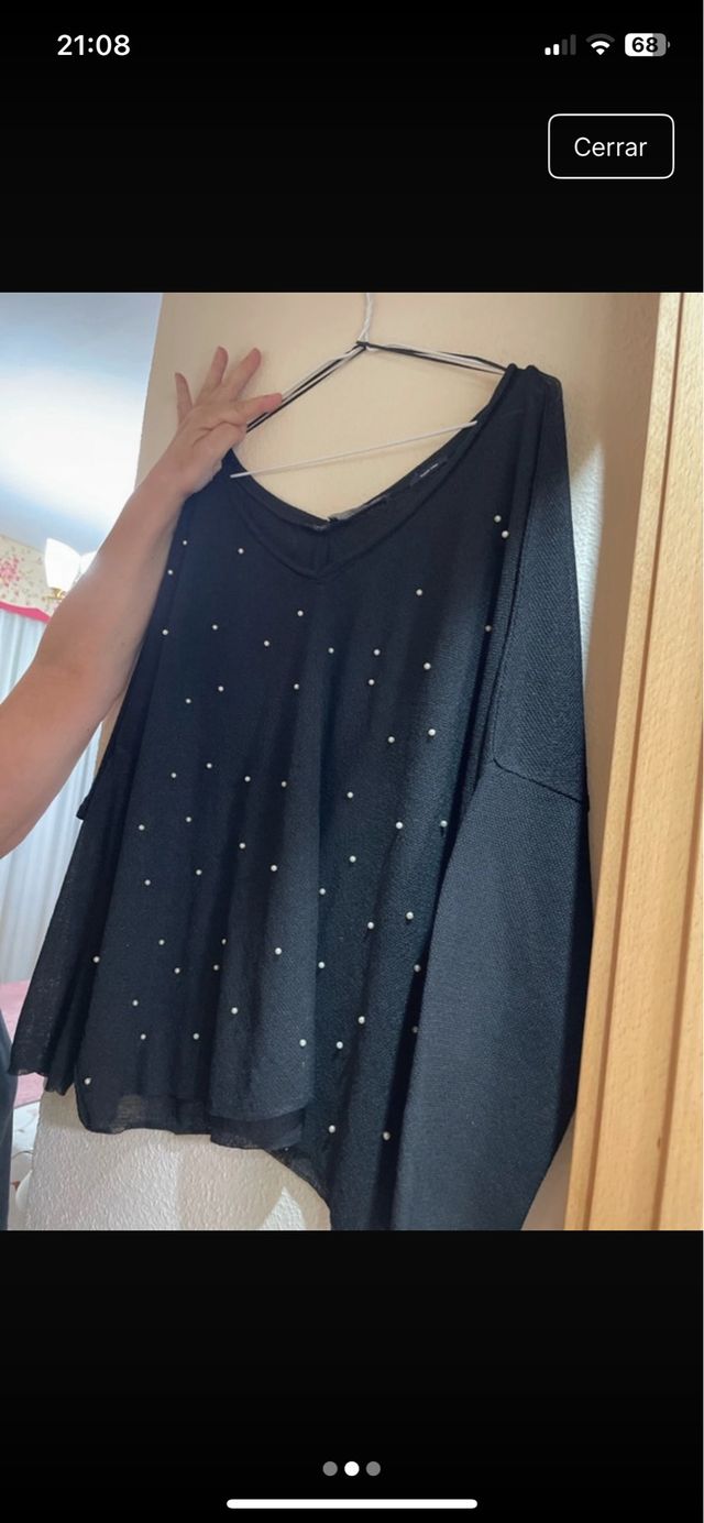 Jersey negro perlas Zara